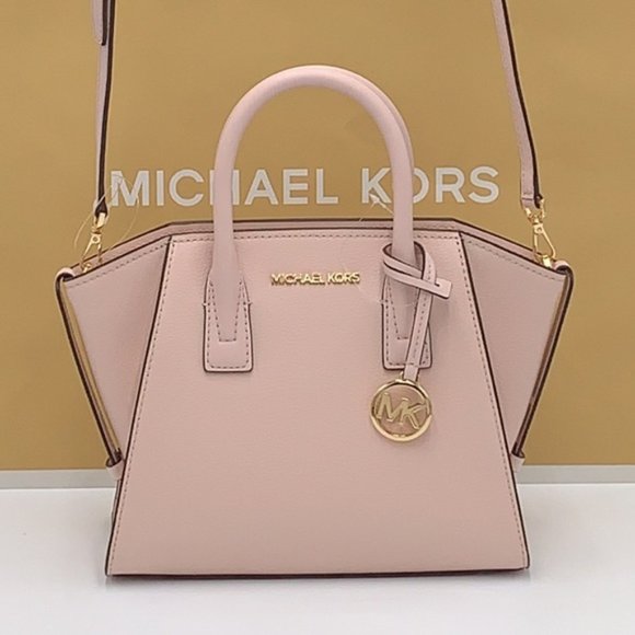 Michael Kors Avril Small Leather Top-Zip Satchel Powder Blush color - Picture 11 of 15